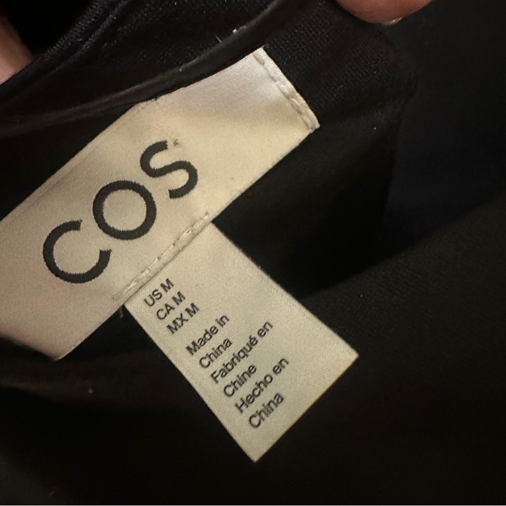 COS Contrast Panel Puff-Sleeve Midi Dress, Black, M - Picture 7 of 7
